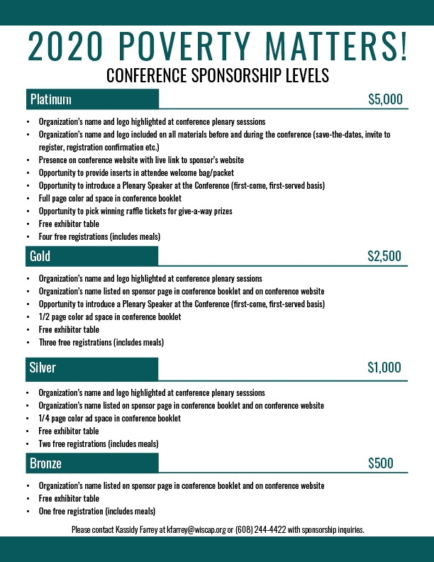 Sponsorship Levels Poverty Matters!